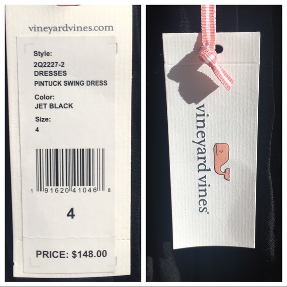 Vineyard Vines black linen dress size 4 NWT $148 - Picture 4 of 8